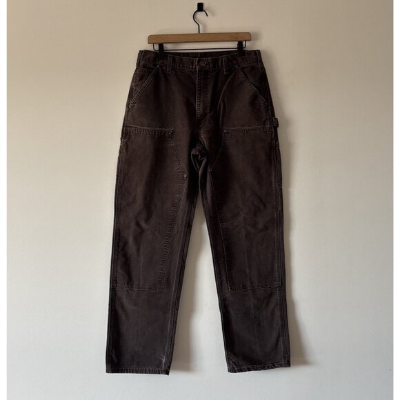 Vintage Carhartt Double Knee Pants Men's 34 Brown Faded Distressed Grunge Y2K - Picture 1 of 16